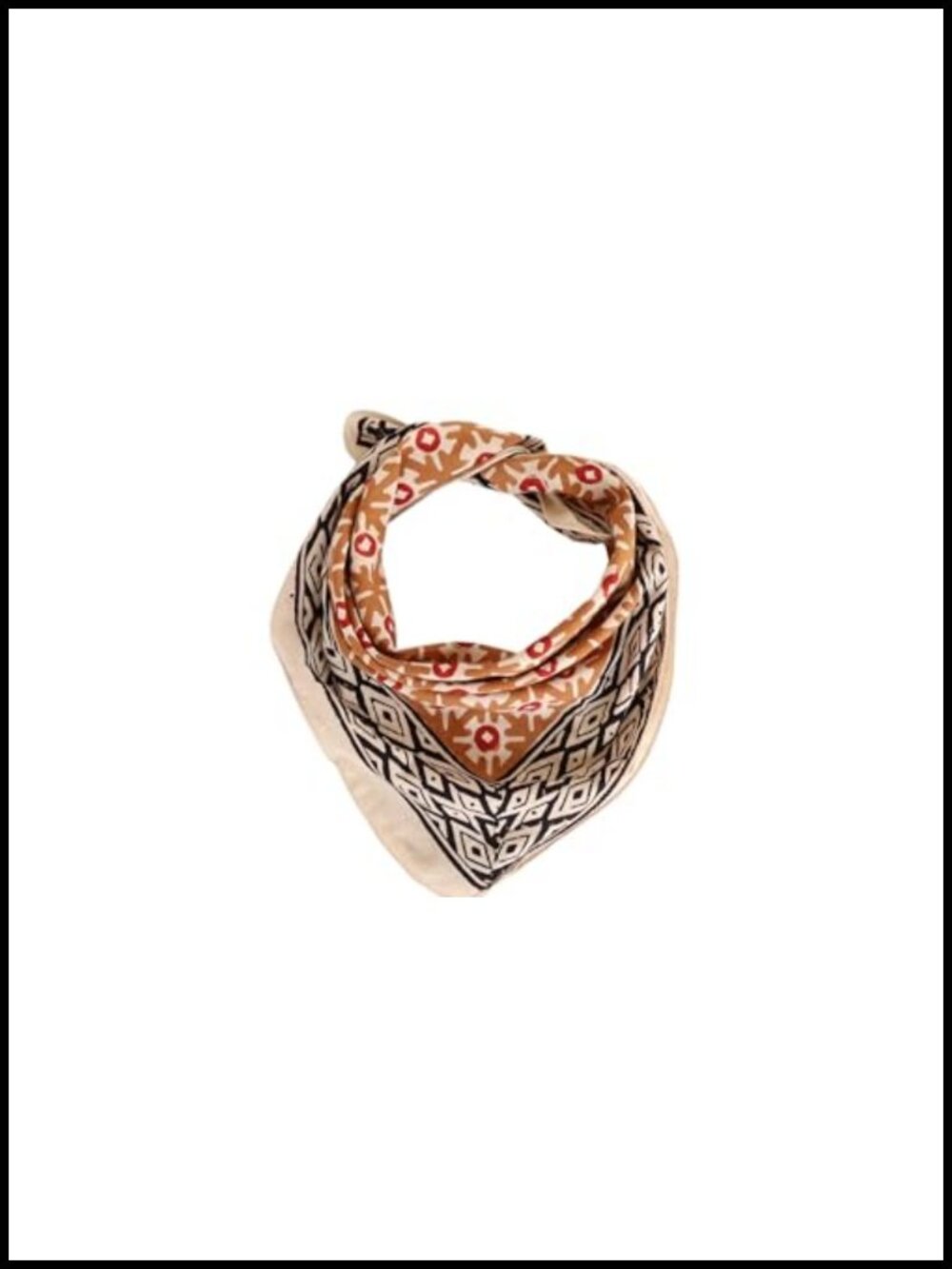 100% Cotton Floral Bandana Headband Scarf - Handmade Block Print 21x21